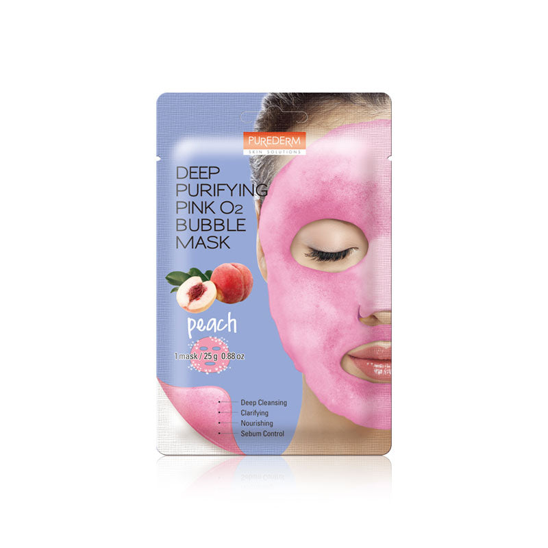 PUREDERM Deep Purifying Pink O2 Bubble Mask Peach 25g